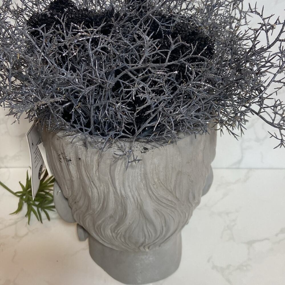 New Viral Martha Stewart Halloween Frankenstein Head Planter Bust Grey Decor - Picture 4 of 6